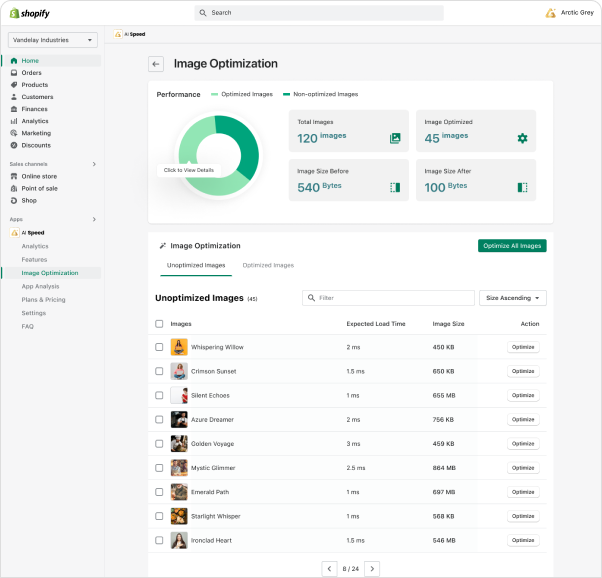 Preview of the selected merchant dashboard feature